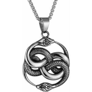 Mens End to End Silver Snake Gothic Stainless Steel Snake Pendant Jewelry Chain